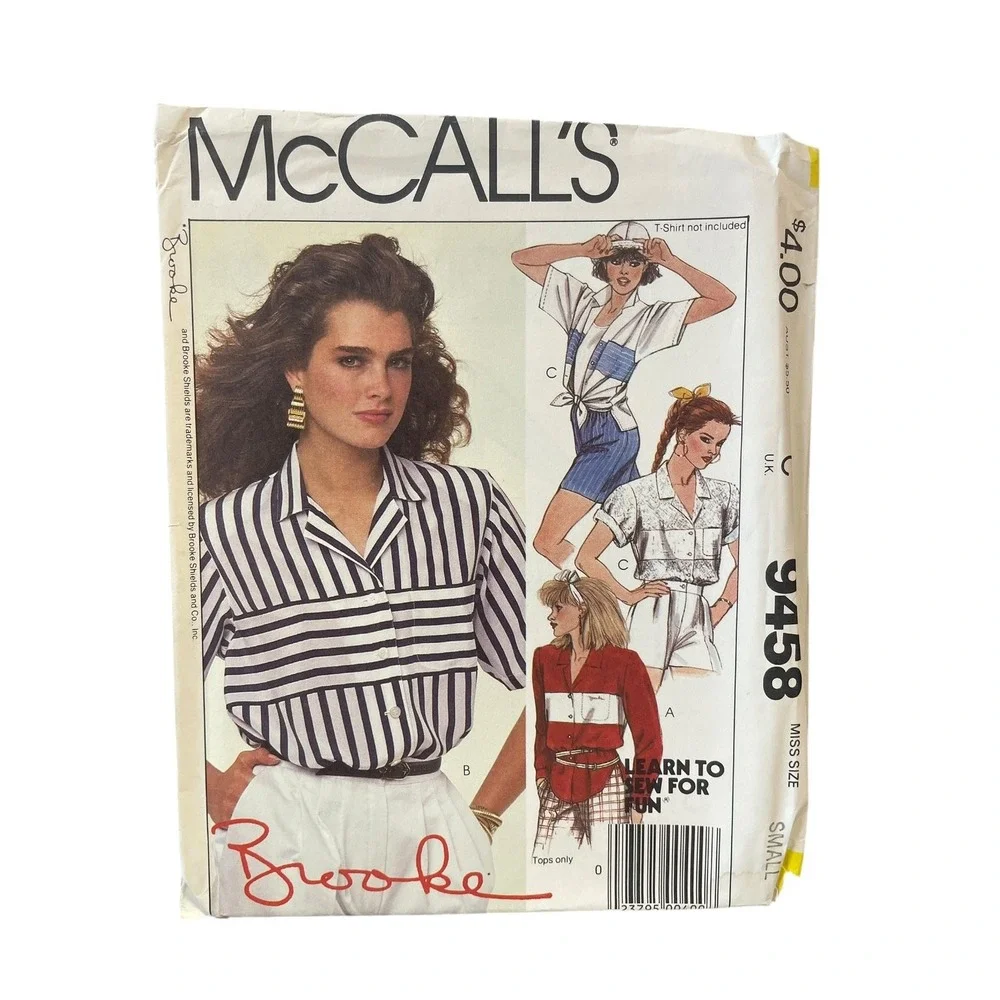 McCALL'S Sewing Pattern 9458 Misses Small Multi Stripe Brooke Shields 1980s